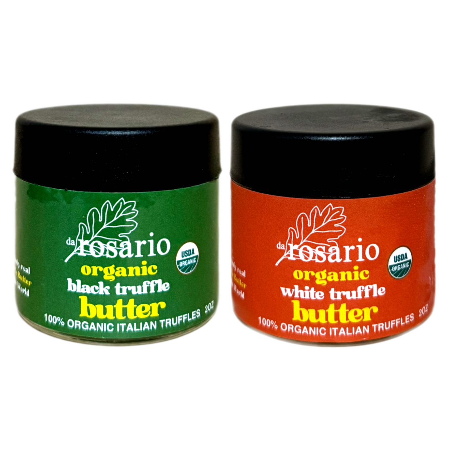 daRosario Organic White Truffle Butter & Black Truffle Butter - 2oz ea. Set of 2 Jars.