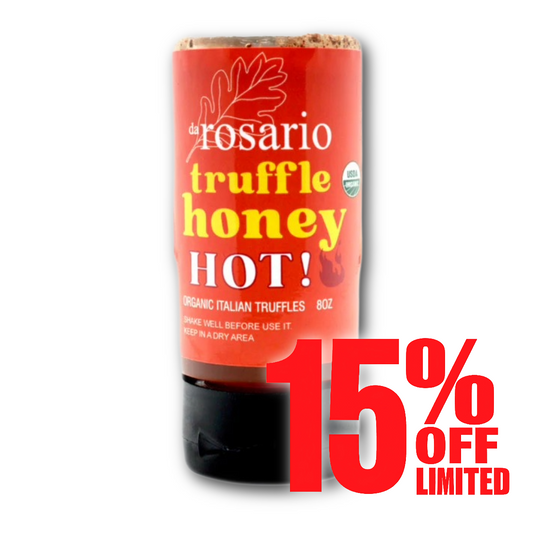 Rosario truffle honey hot packaging with a discount offer on a white background